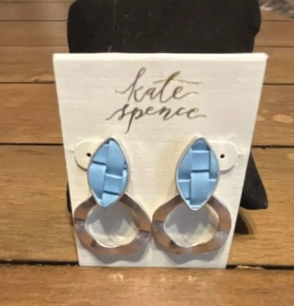 Kate Spence Woven Blue and Silver-Tone Drop Earrings